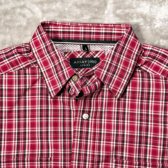 Ariat Pro Series Witten Classic Fit Snap Long Sleeve Shirt Red Plaid Mens Size M - Picture 3 of 15